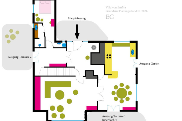 Grundriss des Hauses im Erdgeschoss